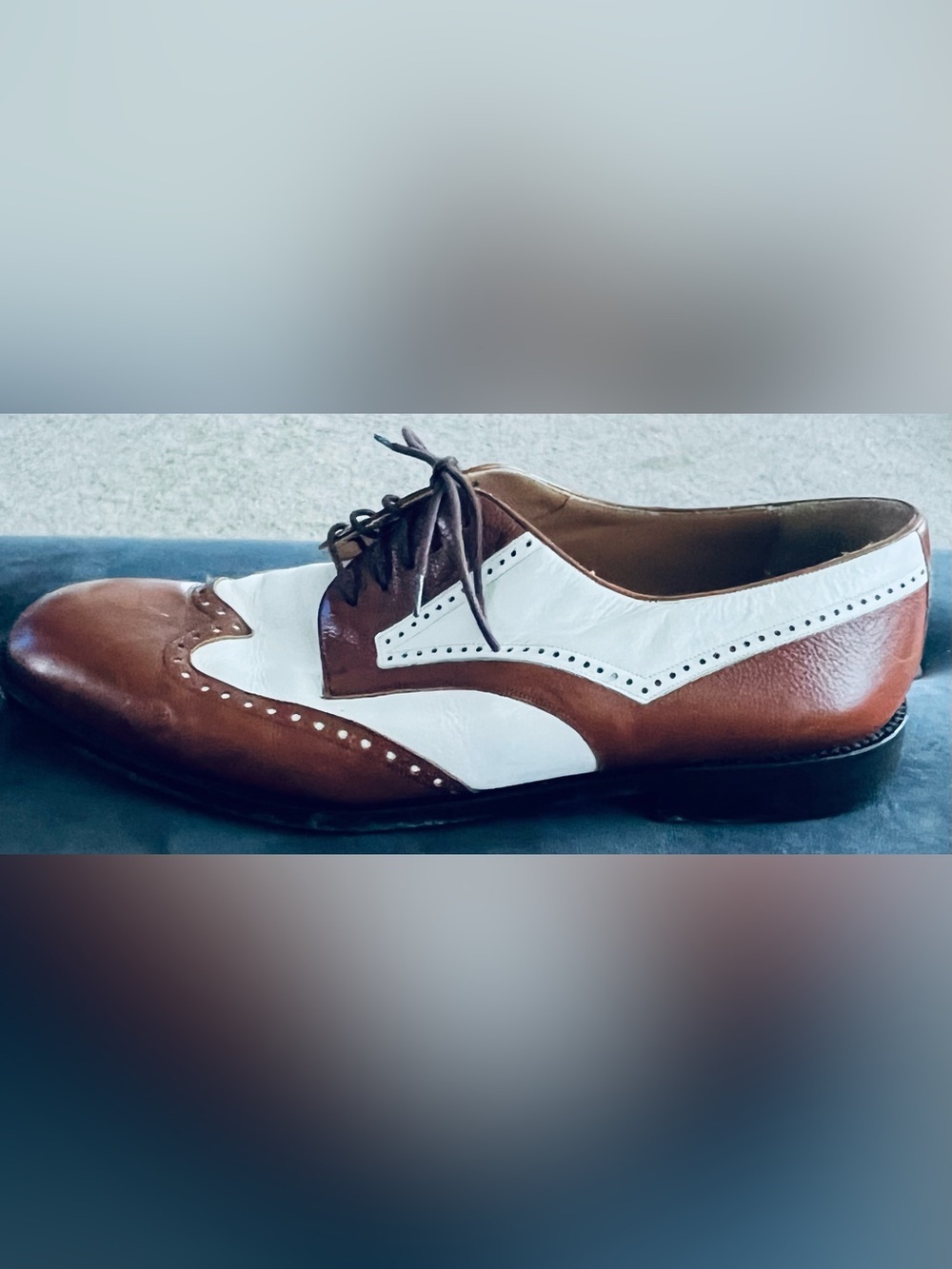 Mezlan Spectator Wingtip Oxfords Men’s US 12 Brown White Leather/Spain - Picture 9 of 16